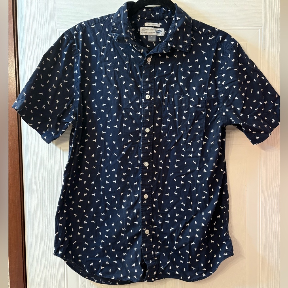 Old Navy Blue and White Casual Button Down Shirt